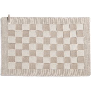 Knit Factory Gebreide Placemat - Onderlegger Block - Eetmat - Ecru/Linnen - 50x30 cm