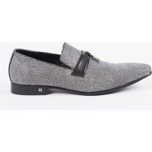 Zerba - Heren Instappers - Zwart Wit - Leer - Maat 44 - Artirano