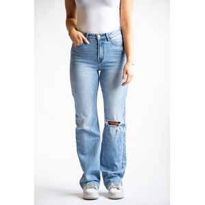 DJUUK JEANS DENIM - Dames Jeans - Wide Leg - Tall Jeans - Hoge Taille - Single Ripped - Maat 38