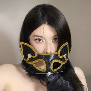 Maskerade masker hol kant masker party accessoires party masker, model 5 zwart