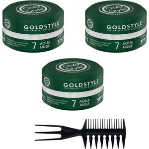 GOLD STYLE Haar Wax Mannen - Gold Style Hair Wax 07 3 Stuks - Aqua huge 450 ml