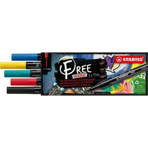 STABILO FREE - Acryl Marker - T100 - Ronde Punt - 1-2 mm - Set Royal - Met 5 Verschillende Kleuren