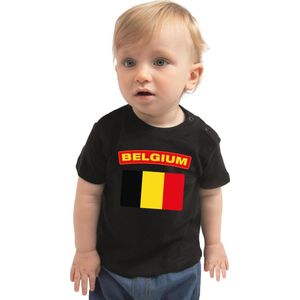 Belgium t-shirt met vlag Belgie zwart voor babys 68