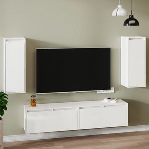 The Living Store Wandkasten 2 st 30x30x80 cm massief grenenhout wit - Wandkast - Houten Kast - Grenoble Hout - Wit Meubilair - Opbergkast