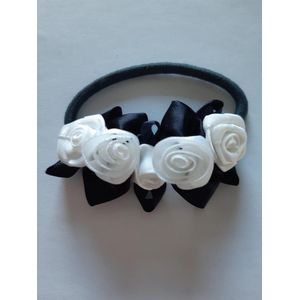 Le Sjalerie Haarelastiek 2stuks Meisje Donkerblauw met Bloemen Bruiloft elastiek