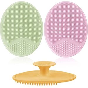 Siliconen babybadborstel set - 3 stuks gezichtsreinigingsborstels voor pasgeborenen en peuters