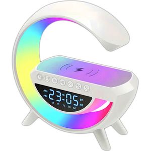 S11 RGB Nachtlamp met Qi-oplader, FM-radio, Bluetooth speaker, wekker & microSD – Groot formaat
