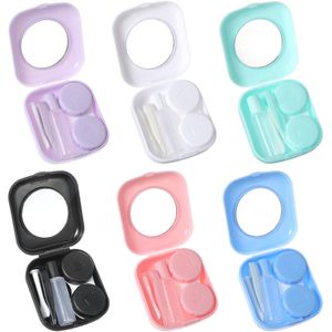 longziming -6-delige contactlensverzorgingsset - lenshouder met spiegel, pincet en reisset - compact en hygiënisch