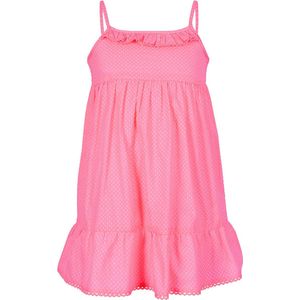 Roze en neon meisjesjurk met stippen