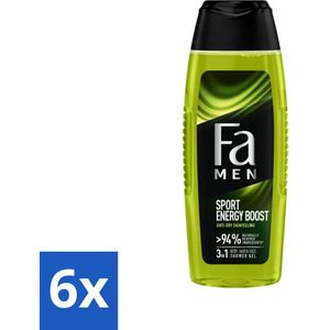 Fa Men - Sport Energy Boost - Doucemiddel - Voor Lichaam, Haar & Gezicht - 250 ml - Voordeelverpakking - 6 stuks