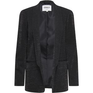 Only - Onlelly-alya Life Glit Blazer - Zwart - Dames - Halflange Lengte - Zilveren Glitter