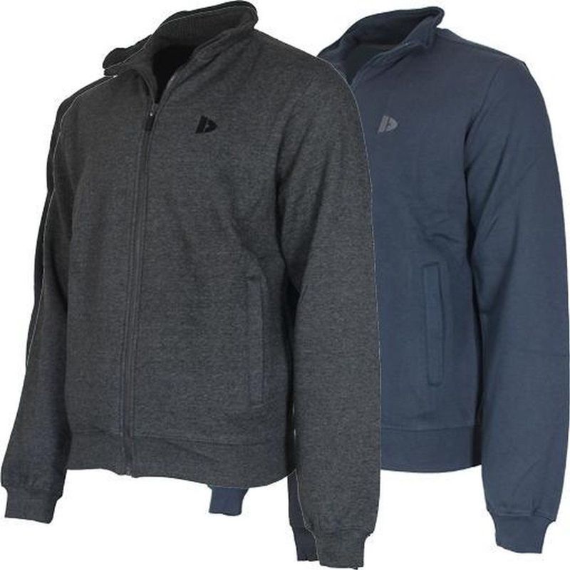 2-Pack Donnay - Sweater zonder capuchon (Bryan) - Sportvest - Heren - Charcoal-marl/Navy (1397) - maat S