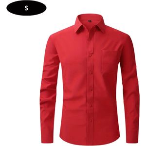 Livano Overhemd Heren - Volwassenen - Lange Mouwen - Strijkvrij - Lange Mouw - Rood - Maat S