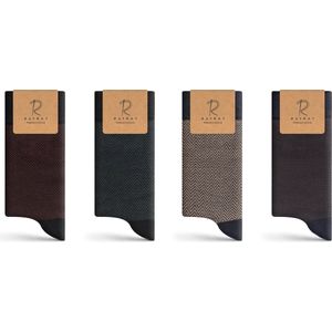 RAFRAY Bamboe Sokken - Herringbone - Premium Dunne Bamboe Sokken in Cadeaubox - Premium Bamboo Socks - 4 Paar - Maat 40-44