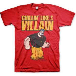 Popeye Heren Tshirt -S- Chillin' Like A Villain Rood