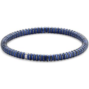 Frank 1967 7FB-0450 natuurstenen armband - stretch - blauw / zwart
