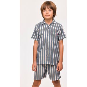 Woody Jongens-Heren Pyjama donkerblauwe streep - maat 152/12J