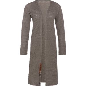 Knit Factory Luna Lang Gebreid Vest Marron - Gebreide dames cardigan - Lang vest tot over de knie - Bruin damesvest gemaakt uit 30% wol en 70% acryl - 40/42