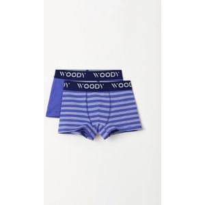 Woody - Jongens Boxer - duopack blauw fijne streep - 6 jaar