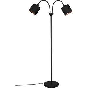 LED Vloerlamp - Torna Moty - E14 Fitting - 2-lichts - Rond - Mat Zwart - Metaal