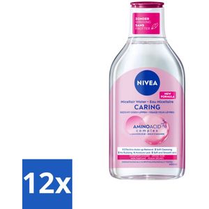 12 x NIVEA - Micellair Water - Essentials Verzachtend & Verzorgend - Voor droge huid - Met Amandelolie & Aminozuren - 400 ml - Micellair Water - Reinigingswater - Droge Huid - Amandelolie - Aminozuren