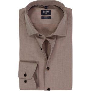 OLYMP - 24/7 Luxor - Overhemd - Noga Bruin - Strijkvriendelijk - Boordmaat 38