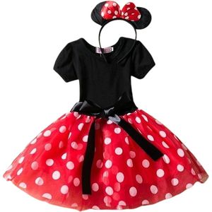 Minnie Mouse Jurkje - Verjaardag Outfit MinnieMouse - Meisjes Outfit Baby - Thema: Minnie Mouse - Rood- maat 80