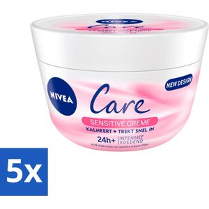 NIVEA - Bodycrème - Verzorging Gevoelig - Intensieve voeding - Voor gezicht, handen & lichaam - Met Aloë Vera - 200 ml - Bulkverpakking - 5 stuks