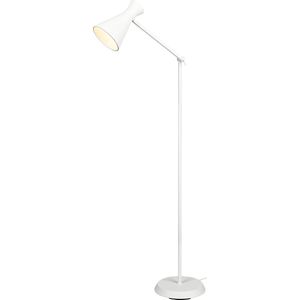 LED Vloerlamp - Vloerverlichting - Torna Ewomi - E27 Fitting - Rond - Mat Wit - Aluminium