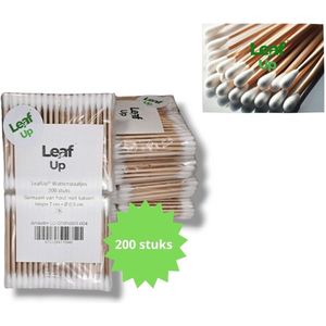 LeafUp® Houten Wattenstaafjes – 200 Stuks – Duurzaam Katoen – Milieuvriendelijk – Plasticvrij (B6)