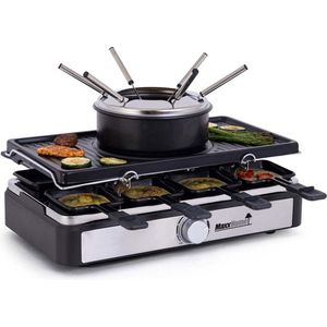 MaxxHome Gourmetset - Raclette - Gourmetstel - Fonduepan - 8 personen