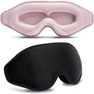 Wimperverlengingsslaapmasker, 2-pack verbeterd wimperverlengingsslaapmasker, 99,9% lichtblokkerend 3D-wimpermasker, slaapmasker voor vrouwen, vliegtuigslaapmasker (zwart en roze)