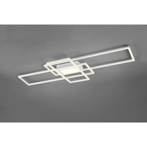 LED Plafondlamp - Plafondverlichting - Trion Urano - 60W - Aanpasbare Kleur - Afstandsbediening - Dimbaar - Rechthoek - Mat Wit - Aluminium