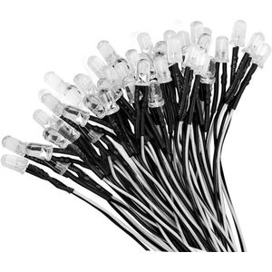 Thelau - LED Diode Lampen - 50 Stuks Koud Wit 5mm Voorbedrade Lampen 12V