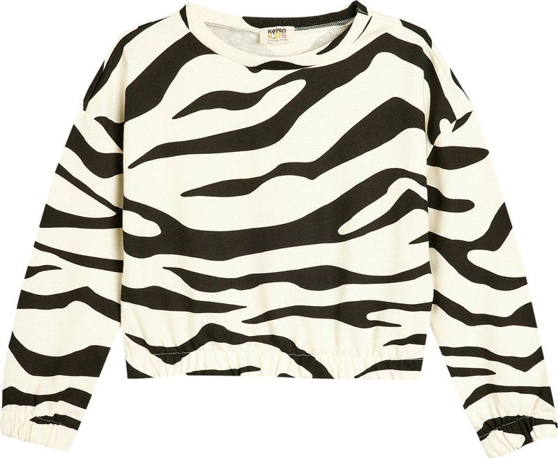 Koton - Sweatshirt - Ecru/Zwart - Dierenprint - Losse Pasvorm