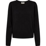 Freequent - Rondgebreide Trui - Zwart - Dames - Katoen