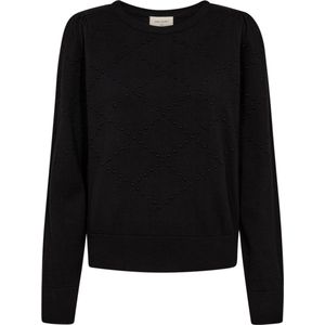 Freequent - Rondgebreide Trui - Zwart - Dames - Katoen