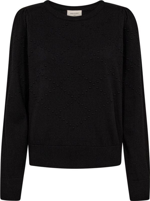 Freequent - Rondgebreide Trui - Zwart - Dames - Katoen