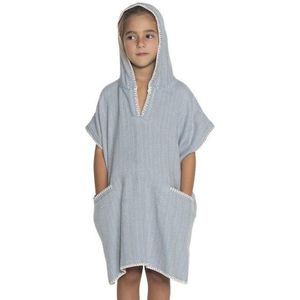 Strandponcho ZigZag Air Blue - maat 2-3 jaar - jongens/meisjes/unisex pasvorm - poncho handdoek voor kinderen met capuchon - zwemponcho - badcape