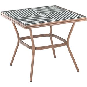 CASPRI - Tuintafel - Wit/Zwart - 80 x 80 cm - PE rotan