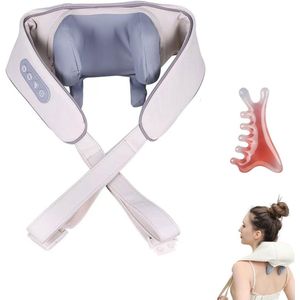 Smart Timer Massager - Nek- en Schoudermassager - 42° tot 48° Constante Temperatuur Verwarming - 3 Massage Temperatuurregelaars - 6 Knoppen voor Volledige Dekking - Draagbaar - Oplaadbaar - Shiatsu Massager - gebroken wit - 4stuk