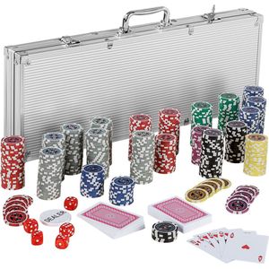 Poker - Pokerset - Poker set - Poker chips - Poker fiches - Poker kaarten - Poker koffer - Pokerkaarten - Inclusief koffer - 500 chips - 57.5 x 21 x 6.5 cm - Zilver