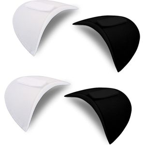Schoudervullingen - 2-Paar - Premium Schoudervullingen Zelfkevende - Dikte 1,5 cm - Shoulderpads - Spons klittenband - Een maat - schoudervullingen los - Geschikt Voor kleding shoulder pads - zwart / wit