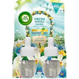 Luchtverfrisser Plug In Diffuser Navulling - Geur: Fresh Spring Oasis - 2 x 19ml - Tot 200 Dagen Langdurige Geur