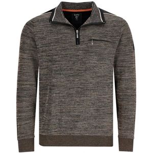 Hajo - Heren sweater met rits - Nougat Melange - Maat M