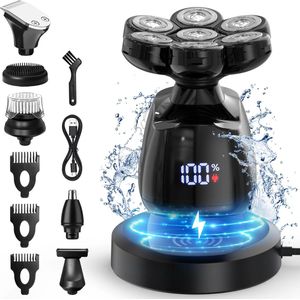 Scheerapparaat met 7 koppen - Tondeuse - Baardtrimmer - Ideaal voor Kale mannen - Waterdicht - Draadloos - Automatische Reiniging