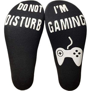 Winkrs - Game sokken zwart - met witte antislip opdruk ""Do not disturb, I'm gaming"" - Grappig cadeau voor gamers