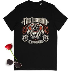 T Shirt Heren en Dames - Motor Biker - Zwart - Maat L