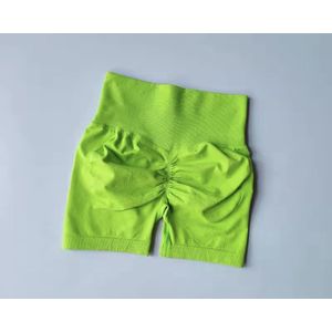 BoostMe Gym Short - Maat S - Lime Groen - Seamless Sport Short Dames – Scrunch – High Waist Short Legging – Fitness & Yoga