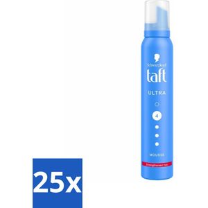25 x Taft - Haarmousse - Ultra 4 - Volumineuze fixatie - 200 ml - Vegan Mousse - Haarverzorging